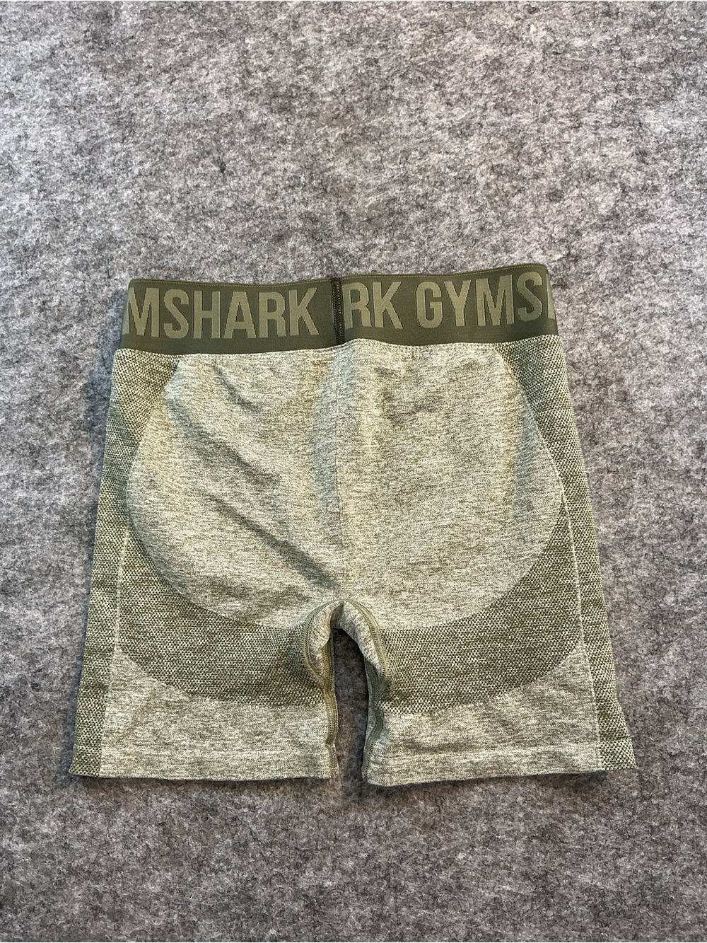 Gymshark Olive & Gray Seamless Shorts with Branded Waistband Size S